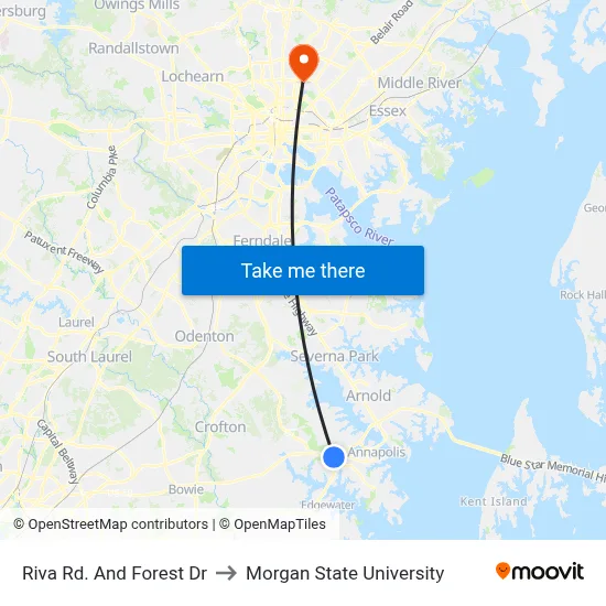 Riva Rd. And Forest Dr to Morgan State University map
