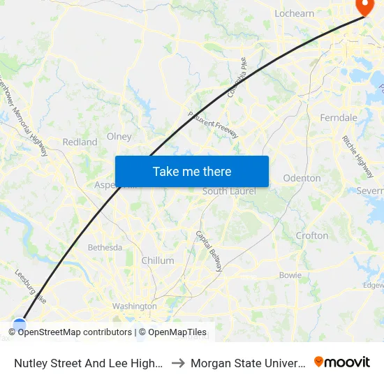 Nutley Street And Lee Highway to Morgan State University map