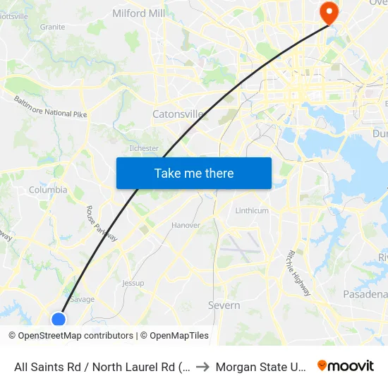 All Saints Rd / North Laurel Rd (Westbound) to Morgan State University map