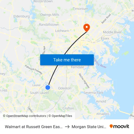 Walmart at Russett Green East - Laurel to Morgan State University map