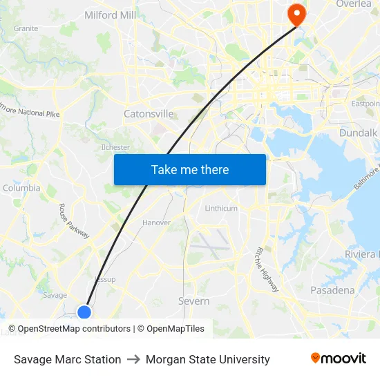 Savage Marc Station to Morgan State University map
