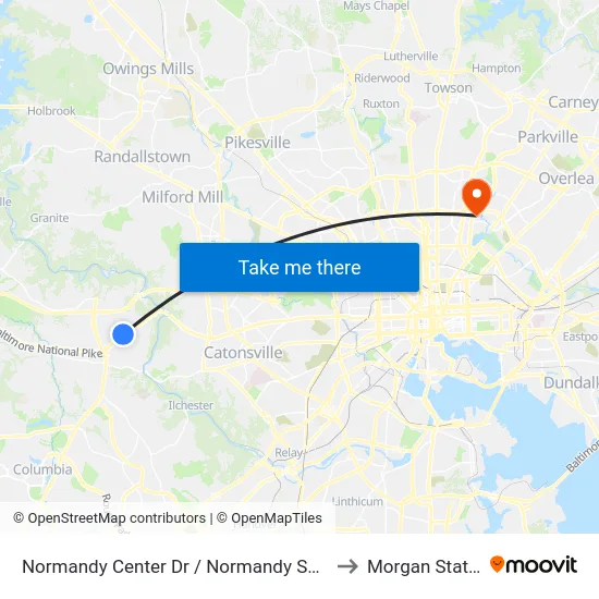 Normandy Center Dr / Normandy Shopping Center (Northbound) to Morgan State University map