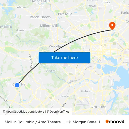 Mall In Columbia / Amc Theatre (Southbound) to Morgan State University map