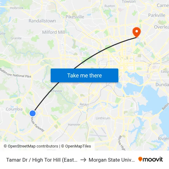 Tamar Dr / High Tor Hill (Eastbound) to Morgan State University map