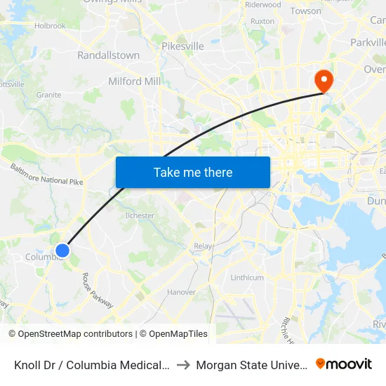 Knoll Dr / Columbia Medical Plan to Morgan State University map