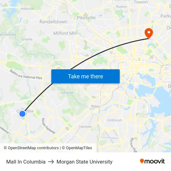 Mall In Columbia to Morgan State University map