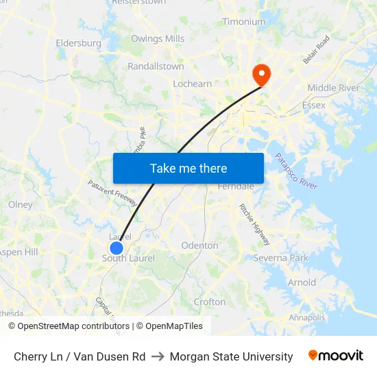 Cherry Ln / Van Dusen Rd to Morgan State University map