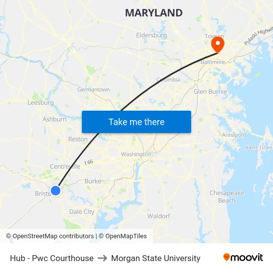 Hub - Pwc Courthouse to Morgan State University map