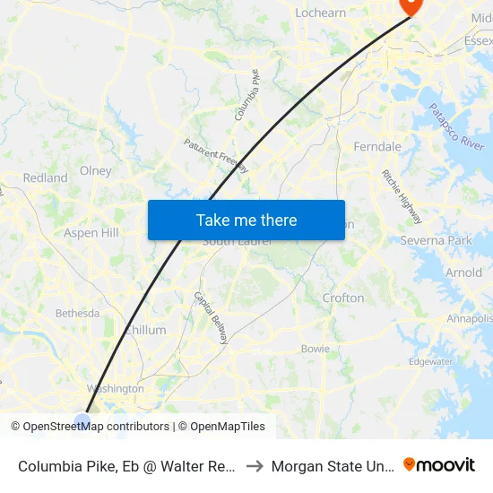 Columbia Pike, Eb @ Walter Reed Drive, FS to Morgan State University map