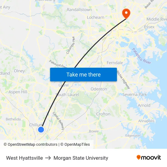 West Hyattsville to Morgan State University map