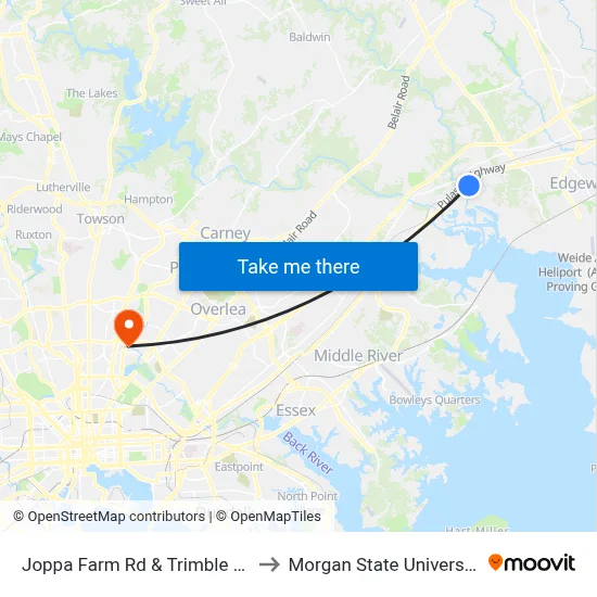 Joppa Farm Rd & Trimble Rd to Morgan State University map