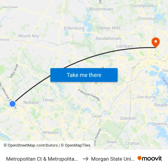 Metropolitan Ct & Metropolitan Grove Rd to Morgan State University map