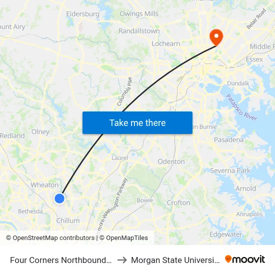 Four Corners Northbound & to Morgan State University map