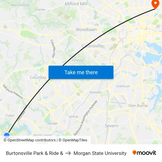 Burtonsville Park & Ride & to Morgan State University map
