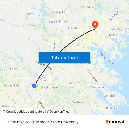 Castle Blvd  & to Morgan State University map