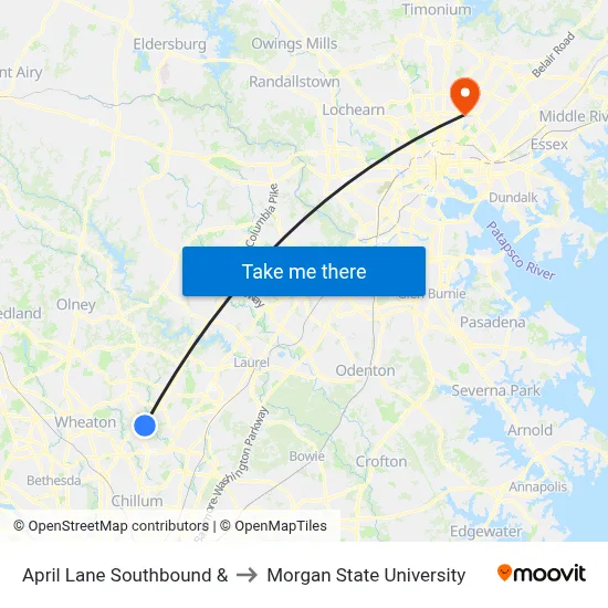 April Lane Southbound & to Morgan State University map