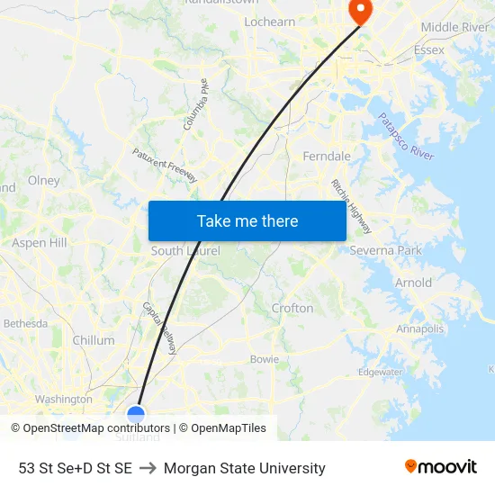 53 St Se+D St SE to Morgan State University map
