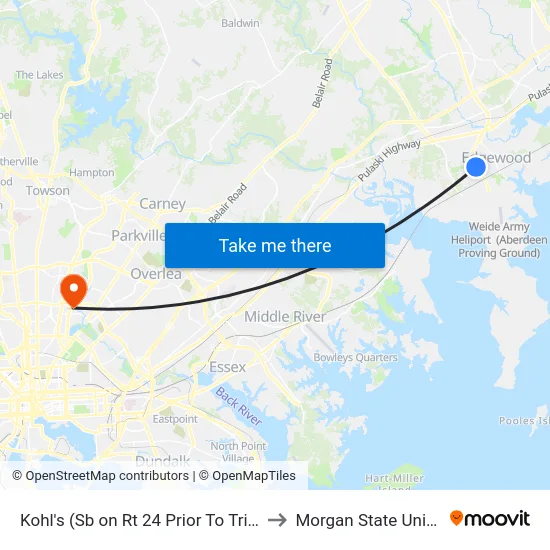 Kohl's (Sb on Rt 24 Prior To Trimble Rd) to Morgan State University map