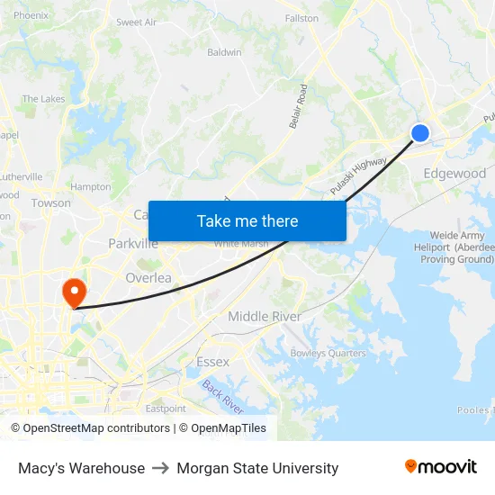 Macy's Warehouse to Morgan State University map