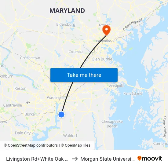 Livingston Rd+White Oak Dr to Morgan State University map
