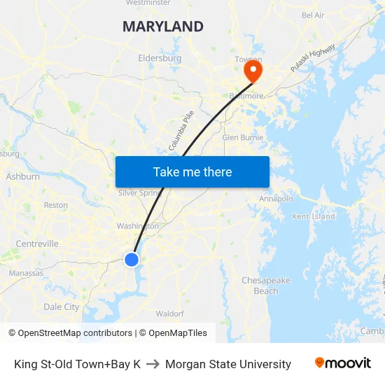 King St-Old Town+Bay K to Morgan State University map