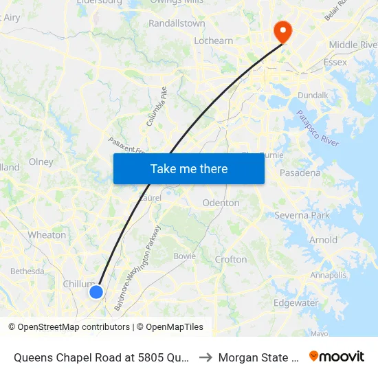 Queens Chapel Road at 5805 Queens Chapel Road to Morgan State University map