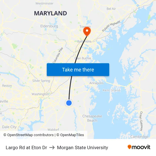Largo Rd at Eton Dr to Morgan State University map