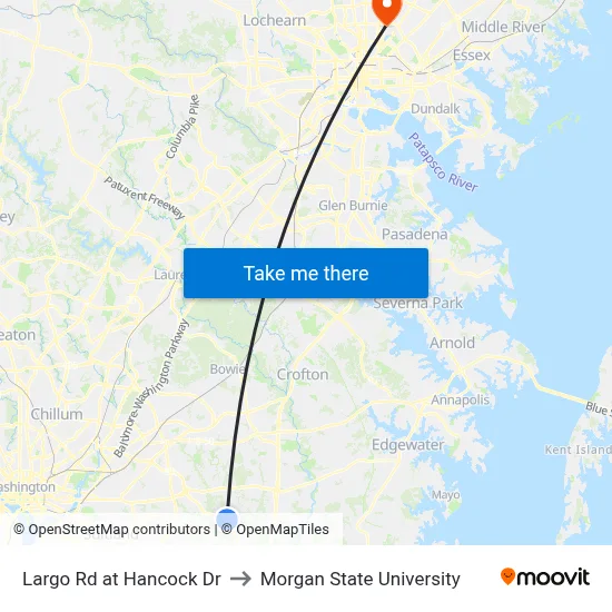 Largo Rd at Hancock Dr to Morgan State University map