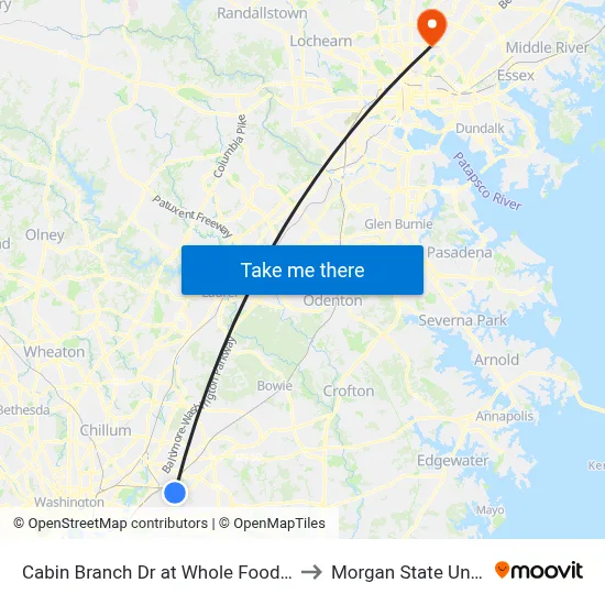 Cabin Branch Dr at Whole Foods Entrance to Morgan State University map