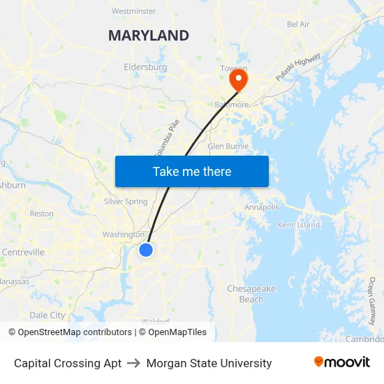 Capital Crossing Apt to Morgan State University map