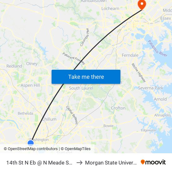 14th St N Eb @ N Meade St Ns to Morgan State University map