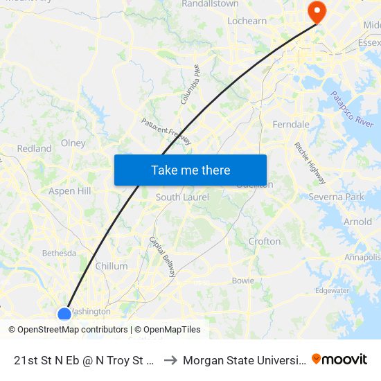 21st St N Eb @ N Troy St Ns to Morgan State University map