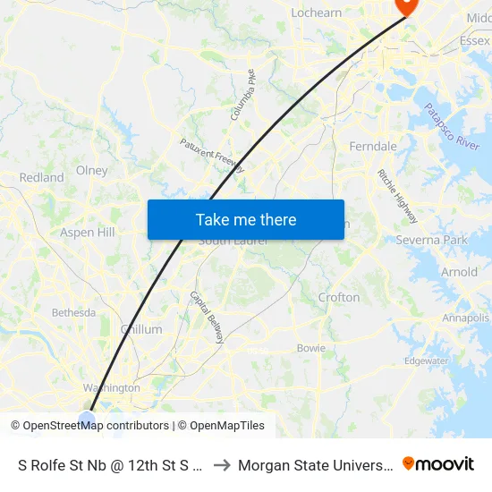 S Rolfe St Nb @ 12th St S Ns to Morgan State University map
