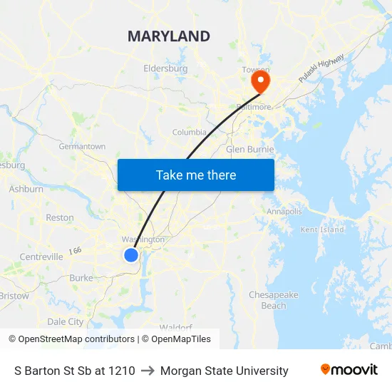 S Barton St Sb at 1210 to Morgan State University map