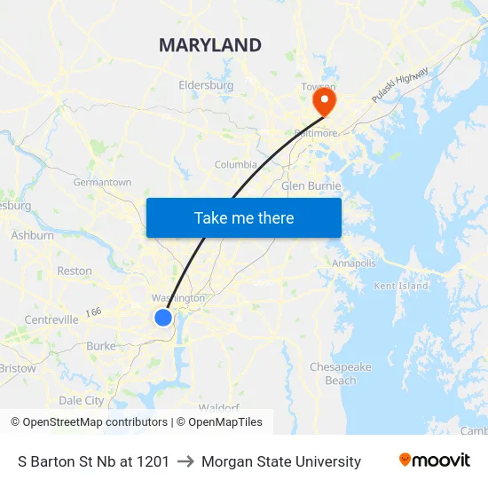 S Barton St Nb at 1201 to Morgan State University map