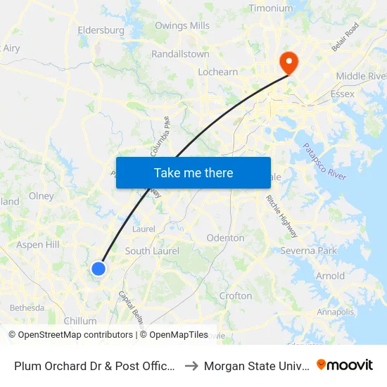 Plum Orchard Dr & Post Office Annex to Morgan State University map