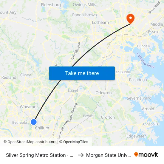 Silver Spring Metro Station - Bay 231 to Morgan State University map