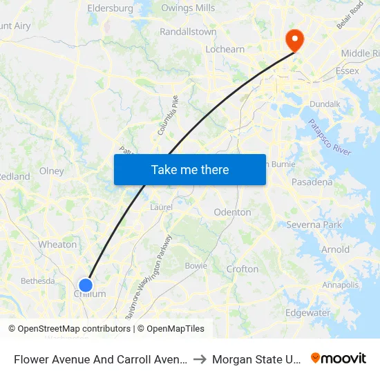 Flower Avenue And Carroll Avenue (Inbound) to Morgan State University map