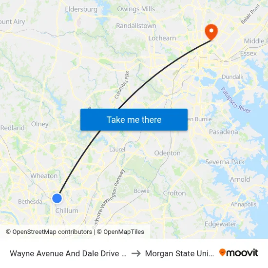 Wayne Avenue And Dale Drive (Inbound) to Morgan State University map