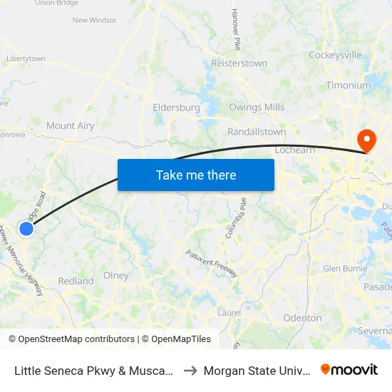 Little Seneca Pkwy & Muscadine Dr to Morgan State University map