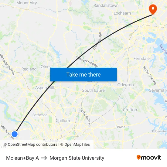 Mclean+Bay A to Morgan State University map