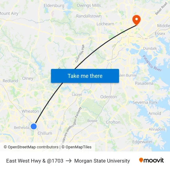 East West Hwy & @1703 to Morgan State University map