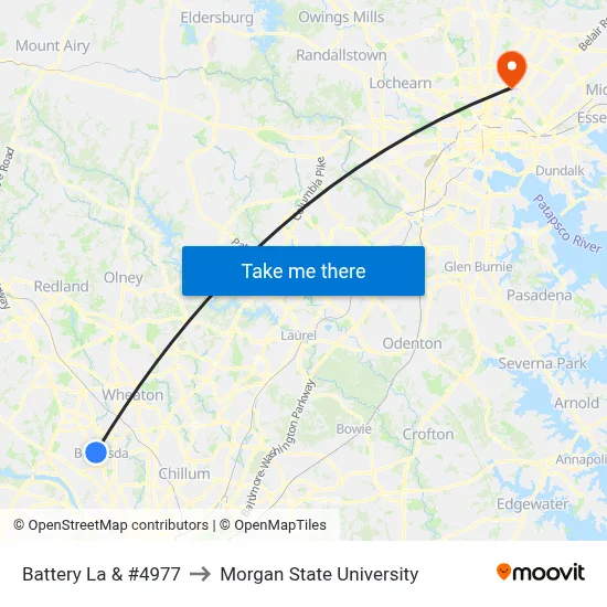 Battery La & #4977 to Morgan State University map