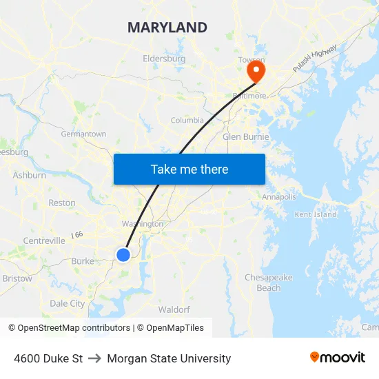 4600 Duke St to Morgan State University map