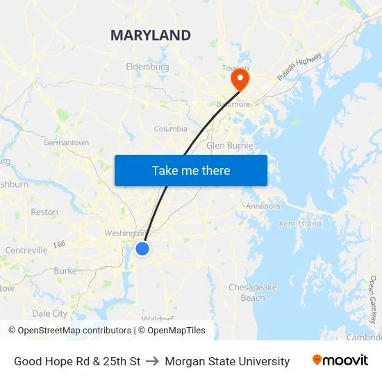 Good Hope Rd & 25th St to Morgan State University map