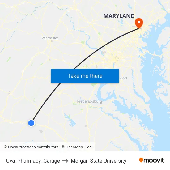 Uva_Pharmacy_Garage to Morgan State University map