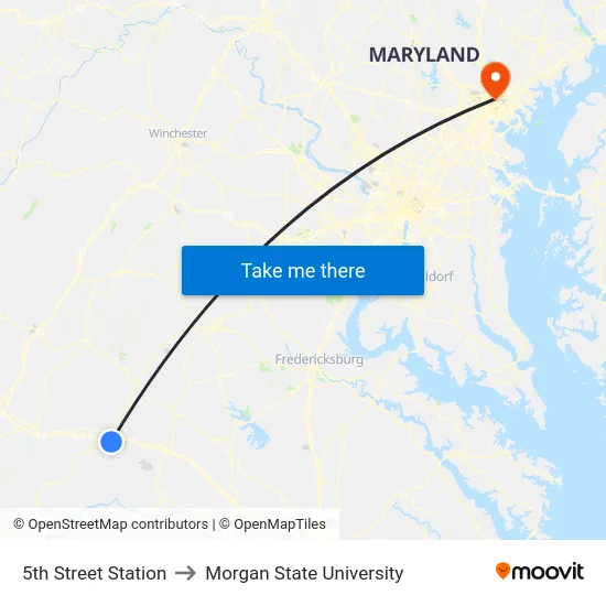 5th Street Station to Morgan State University map
