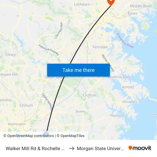 Walker Mill Rd & Rochelle Ave to Morgan State University map
