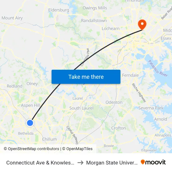 Connecticut Ave & Knowles Ave to Morgan State University map