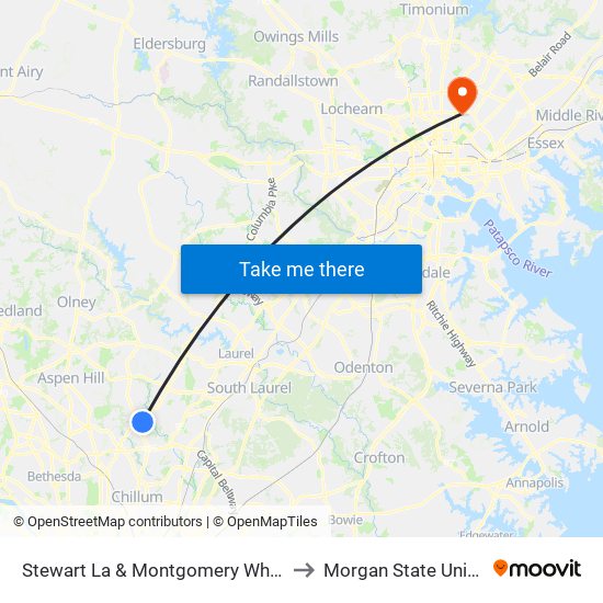 Stewart La & Montgomery White Oak A to Morgan State University map